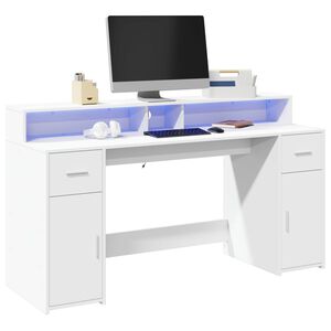 vidaXL LED-Schreibtisch Wei&szlig; 160x55x91 cm Holzwerkstoff