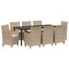 vidaXL Garten Essgruppe 9 pcs Beige Poly-Rattan