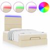 vidaXL Ottoman-Bett mit Matratze & LEDs Creme 120x190 cm Stoff