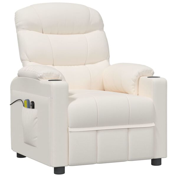 vidaXL Massagesessel mit Aufstehhilfe Creme Kunstleder
