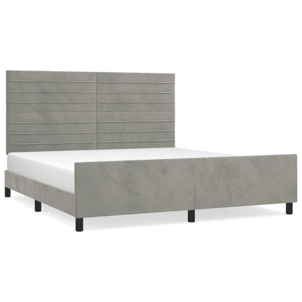 vidaXL Bettgestell ohne Matratze Hellgrau 160x200 cm Samt