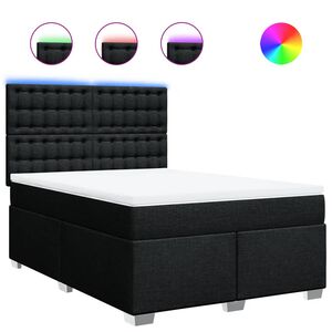 vidaXL Boxspringbett mit Matratze Schwarz 140x190 cm Stoff