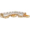 vidaXL 12-tlg. Garten-Lounge-Set mit Hellgrauen Kissen Massivholz