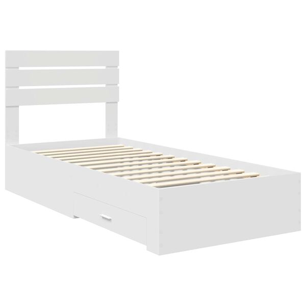 vidaXL Bettrahmen Wei&szlig; und Silber 75 x 190 cm Holzwerkstoff