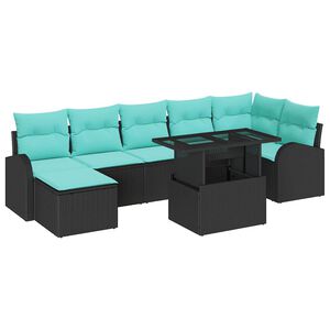 vidaXL Gartensofa-set mit Kissen 8 pcs Schwarz Poly Rattan