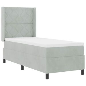 vidaXL Boxspringbett mit LED-Lichtleisten Hellgrau 80 x 200 cm Samt