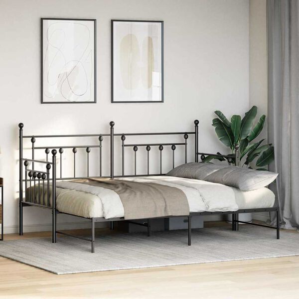 vidaXL Tagesbettrahmen Schwarz 75 x 190 cm Stahl
