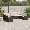 vidaXL 9-tlg. Garten-Sofagarnitur mit Kissen Braun Poly Rattan