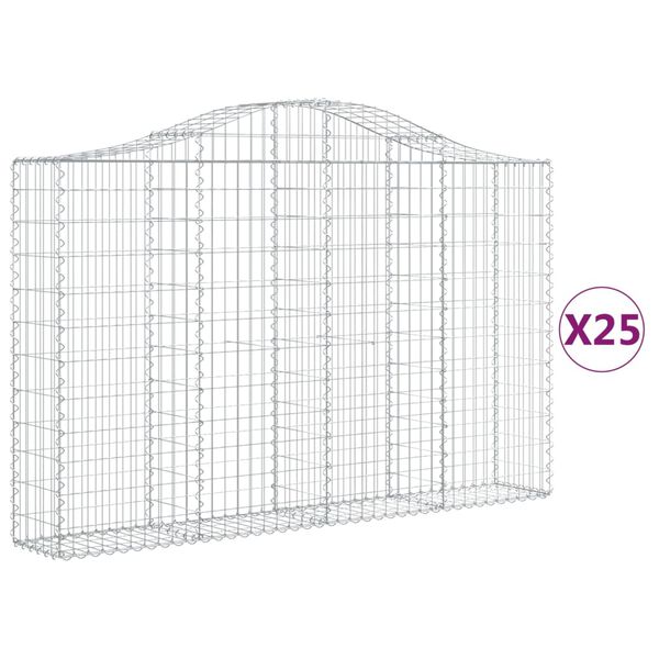 vidaXL Gabionen mit Hochbogen 25Stk. 200x30x120/140cm Verzinktes Eisen