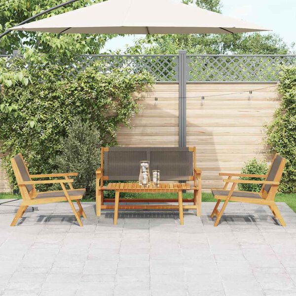vidaXL Gartenst&uuml;hle mit Tisch 4 pcs Grau Massivholz Akazie