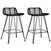 vidaXL Barhocker 2 Stk. Schwarz Rattan