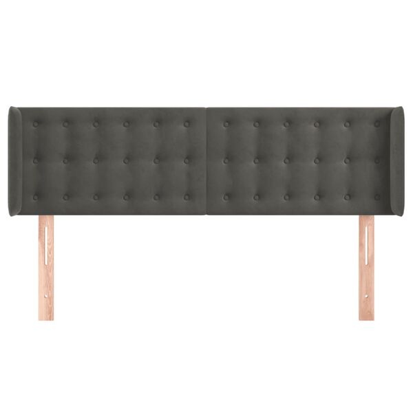 vidaXL Kopfteil mit Ohren Dunkelgrau 147x16x78/88 cm Samt