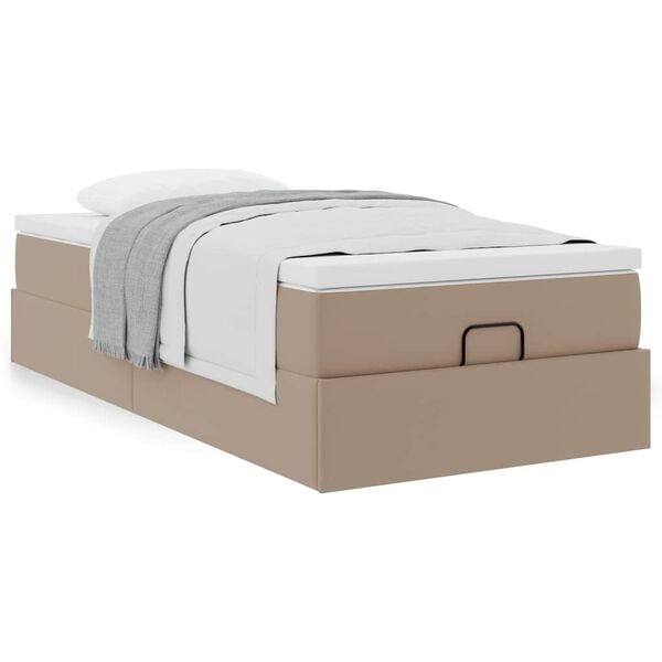 vidaXL Ottoman-Bett mit Matratze Cappuccino-Braun 90x190 cm Kunstleder
