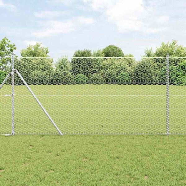 vidaXL Hexagonzaun Silber 1 x 10 m Verzinkter Stahl