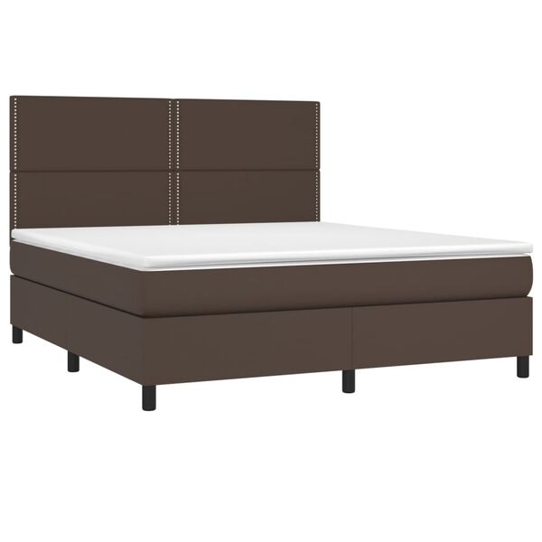 vidaXL Boxspringbett mit Matratze Braun 180x200 cm Kunstleder