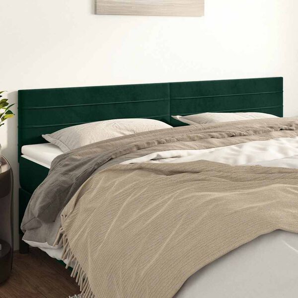 vidaXL Kopfteile Dunkelgr&uuml;n 200x5x78/88 cm Samt