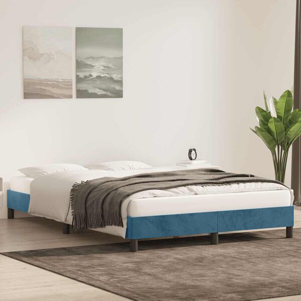 vidaXL Bettgestell ohne Matratze Dunkelblau 140x220 cm Samt