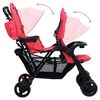vidaXL Tandem-Zwillingskinderwagen Rot Stahl