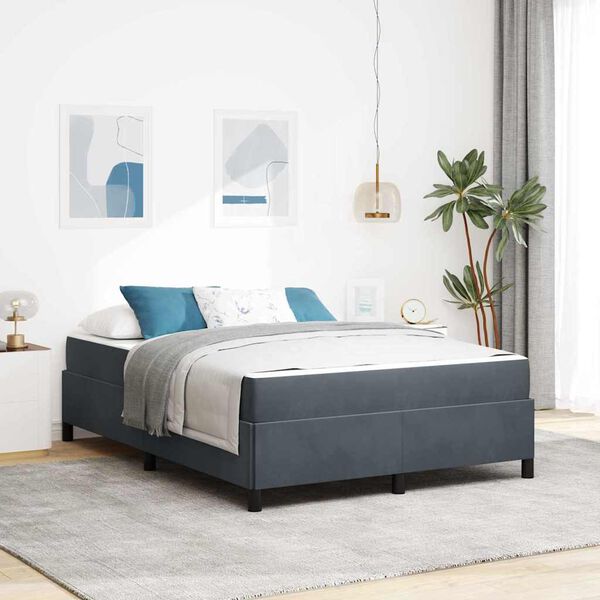 vidaXL Bettrahmen mit Matratze Dunkelgrau 160 x 200 cm Stoff