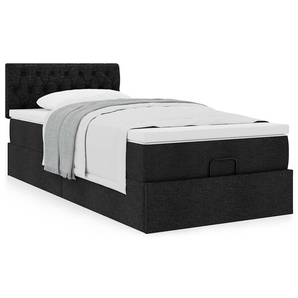 vidaXL Ottoman-Bett mit Matratze Schwarz 80x200 cm Stoff