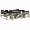 vidaXL 11-tlg. Garten-Essgruppe mit Kissen Hellgrau Poly Rattan