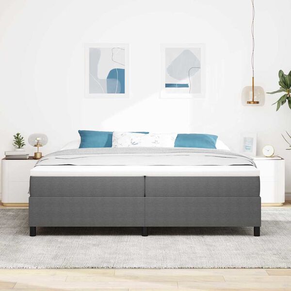 vidaXL Boxspringbett Hellgrau und Wei&szlig; 200 x 200 cm Cordstoff