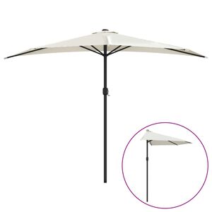 vidaXL Balkon-Sonnenschirm mit Alu-Mast Sandfarben 300x155 cm Halbrund