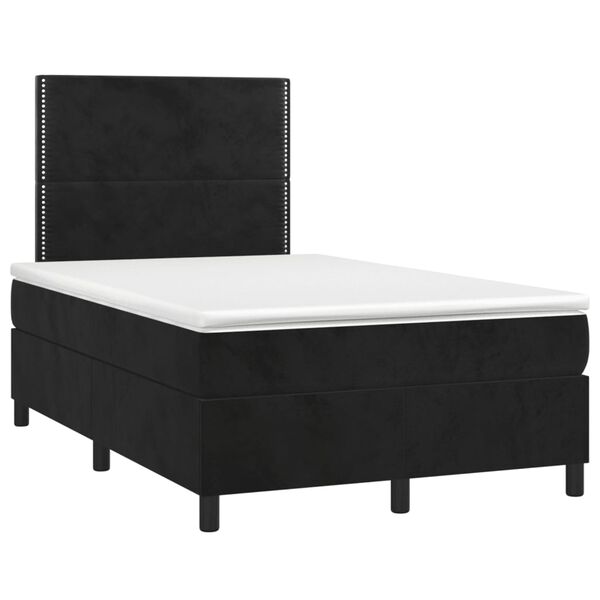 vidaXL Boxspringbett mit Matratze & LED Schwarz 120x200 cm Samt
