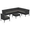 vidaXL 8-tlg. Garten-Lounge-Set mit Auflagen Poly Rattan Schwarz