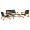vidaXL Gartenst&uuml;hle mit Tisch 4 pcs Schwarz Massivholz Akazie