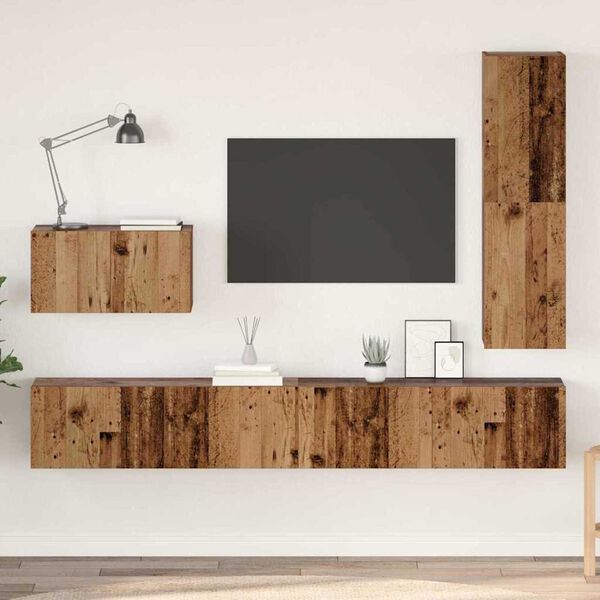vidaXL TV-Schrankset mit Schubladen 4 pcs Altholz Holzwerkstoff