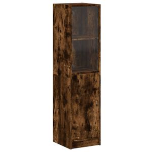 vidaXL Highboard mit Glast&uuml;r R&auml;uchereiche 35x37x142 cm