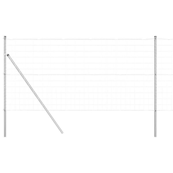 vidaXL Zaun mit Pfosten Silber 1,2 x 25 m Stahl und PVC