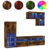 vidaXL 6-tlg. Wohnwand mit LED-Beleuchtung R&auml;uchereiche Holzwerkstoff