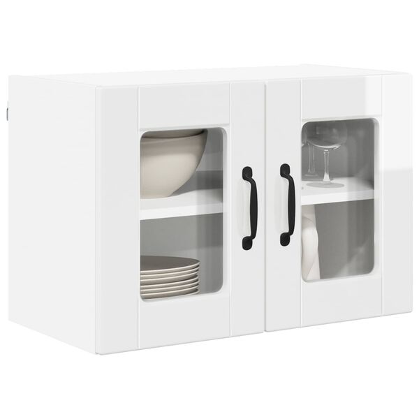 vidaXL K&uuml;chenschrank mit Regal 2 pcs Hochglanz Wei&szlig; 60 x 31 x 40 cm