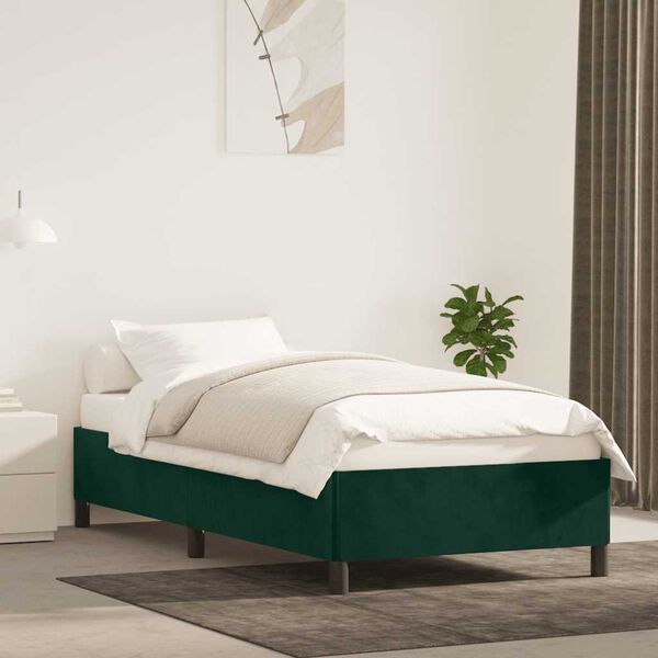 vidaXL Bettgestell ohne Matratze Dunkelgr&uuml;n 100x200 cm Samt