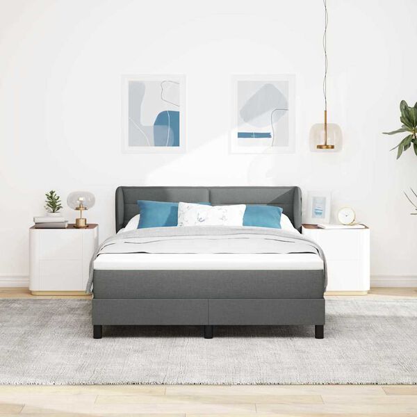 vidaXL Boxspringbett mit Matratze Dunkelgrau 160 x 200 cm Stoff