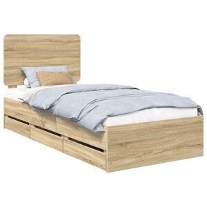 vidaXL Bettrahmen Sonoma-Eiche 75 x 190 cm Ingenieurs Holz