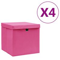 vidaXL Aufbewahrungsboxen mit Deckeln 4 Stk. 28x28x28 cm Rosa