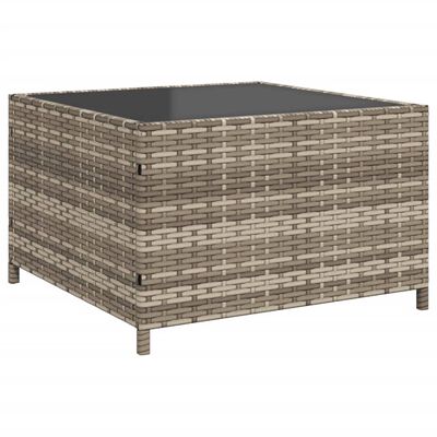 vidaXL Gartensofa in L-Form mit Tisch und Kissen Grau Poly Rattan