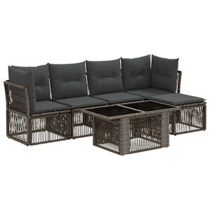 vidaXL Gartensofa-set 6 stk. Grau Poly-Rattan