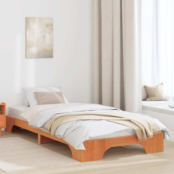 vidaXL Bettrahmen Wachsbraun 75 x 190 cm Massives Kiefernholz