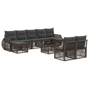 vidaXL Gartensofa-set 10 stk. Grau und Dunkelgrau Poly-Rattan