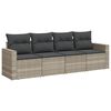 vidaXL 4-tlg. Garten-Sofagarnitur mit Kissen Hellgrau Poly Rattan