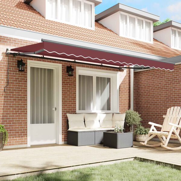 vidaXL Einziehbare Markise Bordeauxrot 400 x 200 cm Stoff