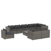 vidaXL 10-tlg. Garten-Lounge-Set mit Kissen Poly Rattan Grau