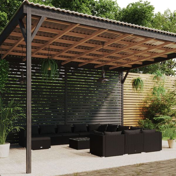 vidaXL 13-tlg. Garten-Lounge-Set mit Kissen Poly Rattan Schwarz