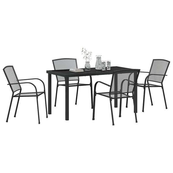 vidaXL Garten Essgruppe 5 pcs Anthrazit Pulverbeschichteter Stahl