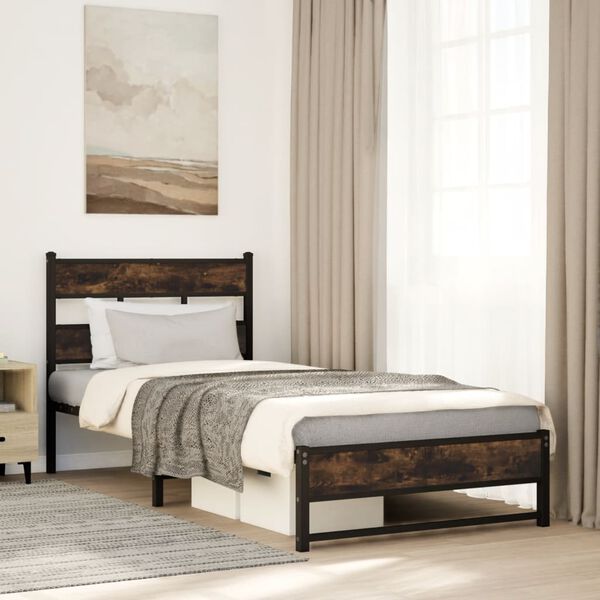vidaXL Metallbett ohne Matratze R&auml;uchereiche 100x190 cm