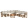 vidaXL Outdoor-Sofagarnitur 10 pcs Nat&uuml;rlich und Cremwei&szlig; Polyester